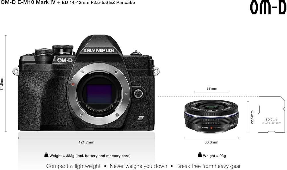 Kit d'appareil viseur electronic Photo Micro Four Thirds Olympus  Om-D E-M10 Mark IV Video 4K Wi-Fi  Capteur 20 Mp Objectif ed 14-42 mm f3.5-5.6 EZ