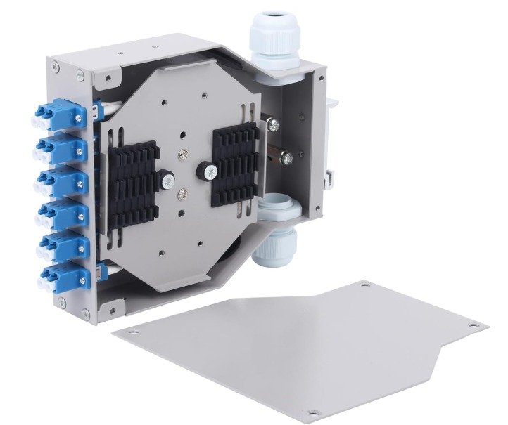 Boîtier mural DIN-Rail à 12 cores, LC duplex, fibre optique + adaptateur LC, monomode Taille: 140mm x 35mm x 160mm